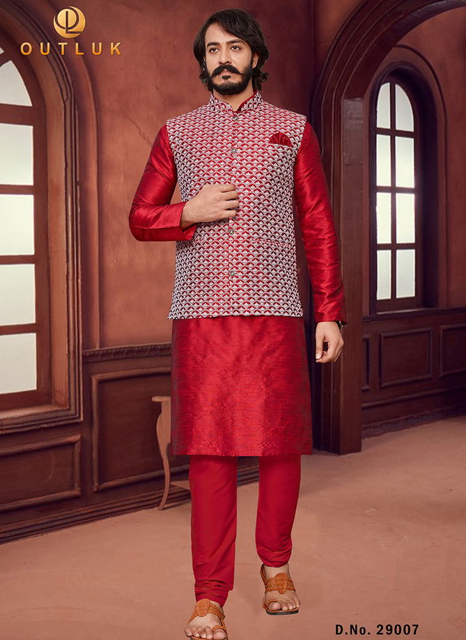 Outluk 29 Lucknowi Work Wholesale Kurta Pajama With Modi Jacket Collection